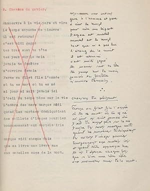 Original Typescript with manuscript annotations and corrections of "Poèmes métaphysiques". Jean L...