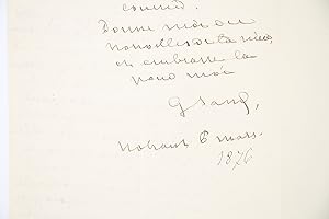 Lettre autographe signée adressée à Gustave Flaubert : "Je t'écris en courant ce matin ."