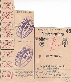 Reichsfettkarte 45. Gültig vom 11.1. bis 7.2.1943. (Original-Lebensmittelmarken der Reichshauptst...