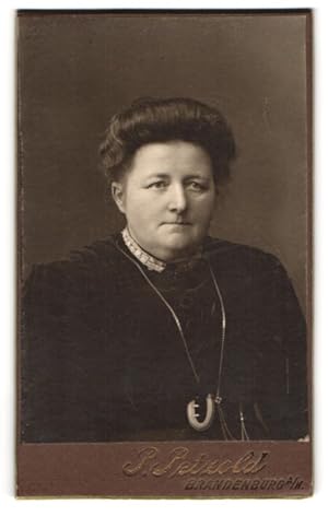 Bild des Verkufers fr Fotografie Paul Petzold, Brandenburg a /H., Steinstrasse 52, Portrait brgerliche Dame mit hochgestecktem Haar zum Verkauf von Bartko-Reher