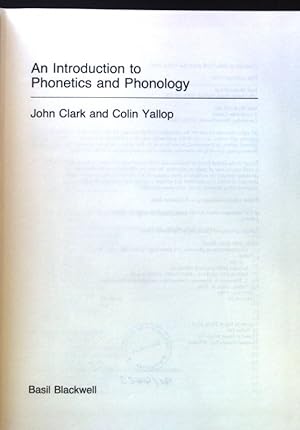 Bild des Verkufers fr An Introduction to Phonetics and Phonology; zum Verkauf von books4less (Versandantiquariat Petra Gros GmbH & Co. KG)