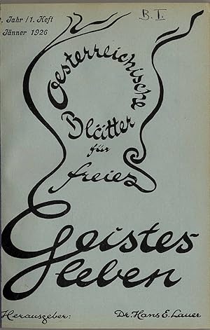 Österreichische Blätter für freies Geistesleben. 3. Jahr 1926, Hefte 1-12.