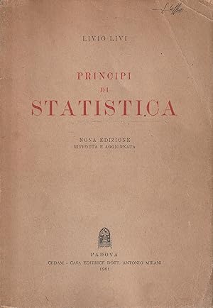 Immagine del venditore per Principi di statistica venduto da Messinissa libri