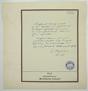 Bild des Verkufers fr Eigenhndige Sentenz mit U. zum Verkauf von Antiquariat INLIBRIS Gilhofer Nfg. GmbH