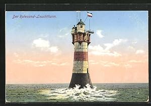 Ansichtskarte Blick auf den Rotesand-Leuchtturm mit Flagge