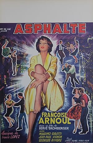 "ASPHALTE" Réalisé par Hervé BROMBERGER en 1958 avec Françoise ARNOUL / Affichette belge original...