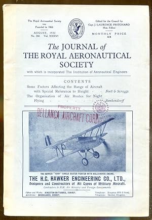 Seller image for The Journal of "The Royal Aeronautical Society", August, 1932 for sale by Dearly Departed Books