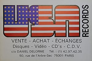 "USA RECORDS 50, rue de l'Arbre-Sec 75001 PARIS" Affiche originale entoilée (années 80)