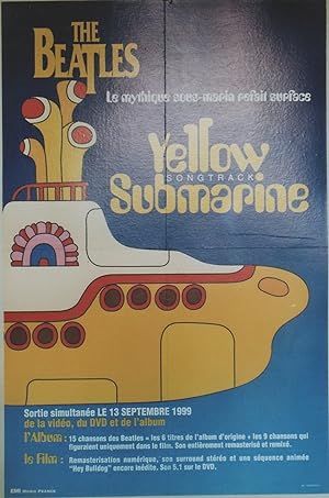 "THE BEATLES : YELLOW SUBMARINE Songtrack" Affiche originale entoilée / Offset EMI MUSIC FRANCE (...