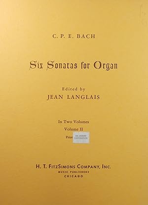 Seller image for Six Sonatas for Organ, Edited by Jean Langlais, Volume II (4-6) for sale by Austin Sherlaw-Johnson, Secondhand Music