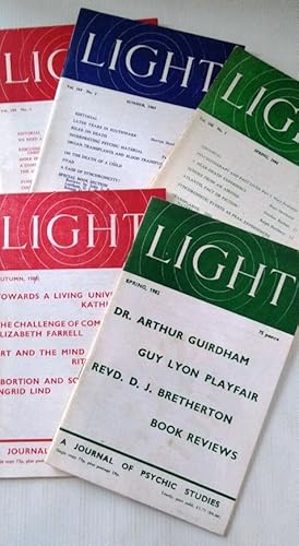 Bild des Verkufers fr Light - A Journal of Psychic Studies - 5 issues from 1981 - 1986 zum Verkauf von Your Book Soon