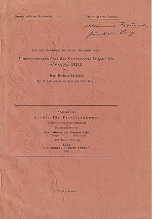 Bild des Verkufers fr Untersuchungen ber das Katzencoccid Isospora felis (Yenyon 1923) zum Verkauf von Antiquariat Immanuel, Einzelhandel