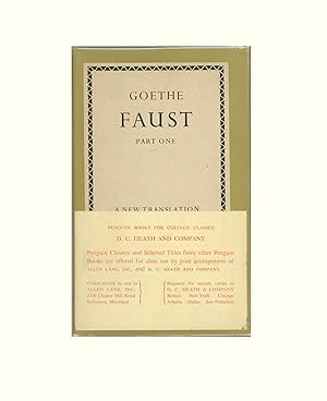 Image du vendeur pour Faust Part 1 by Goethe, Translated and with an Introduction by Philip Wayne. Early Penguin Paperback Edition with Dust Jacket & Paper Band with Distribution Arrangement Announcement with Publisher, Heath & Co. - First Penguin Printing, 1949. mis en vente par Brothertown Books