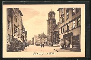 Ansichtskarte Rotenburg a. d. Fulda, Strassenpartie mit Geschäft