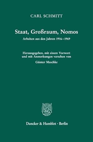 Imagen del vendedor de Staat, Groraum, Nomos a la venta por BuchWeltWeit Ludwig Meier e.K.
