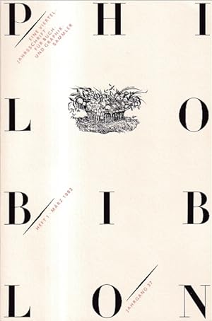 Bild des Verkufers fr Philobiblon. Heft 1, Jahrgang 37. Mrz 1993. Eine Vierteljahresschrift fr Buch- und Graphiksammler. Im Auftrag der Maximilian-Gesellschaft in Hamburg herausgegeben von Reimar W. Fuchs. zum Verkauf von Antiquariat an der Nikolaikirche