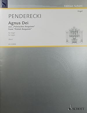 Seller image for Agnus Dei, aus "Polnisches Requiem", arr. Blarr, fur Orgel (Organ) for sale by Austin Sherlaw-Johnson, Secondhand Music