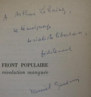 Front Populaire - révolution manquée.