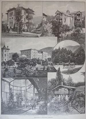 Holzstich - Sanatorium in Görbersdorf (Schlesien Mieroszow Sokolowsko) (Vielansicht)