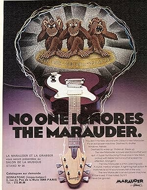 "GUITARE MARAUDER by GIBSON" Annonce originale entoilée SEIMATONE (années 70)