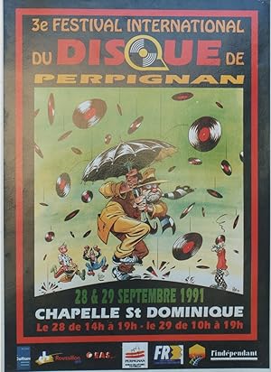 "3e FESTIVAL DU DISQUE DE PERPIGNAN 1991" Affiche originale entoilée / Offset par RIFF (1991)