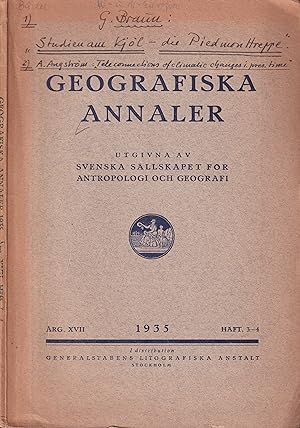Bild des Verkufers fr Geografiska Annaler rg. XVII, 1935 Hft 3-4 zum Verkauf von Clivia Mueller