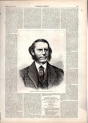 Seller image for PRINT:"The Rev. De Witt Talmage".engraving from Harper's Weekly, February 3, 1872 for sale by Dorley House Books, Inc.