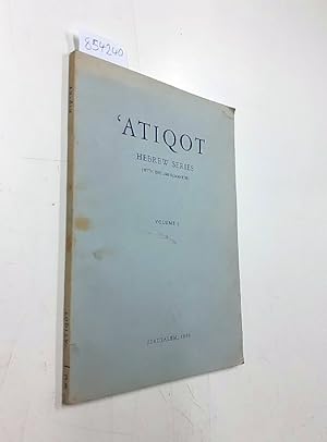 Atiqot: Journal of the Israel Department of Antiquities Volume 3 Hebrew Series ( with english sum...