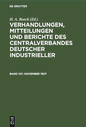 Bild des Verkufers fr November 1907 zum Verkauf von AHA-BUCH GmbH