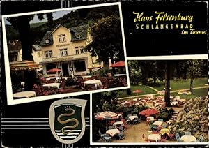 Immagine del venditore per Wappen Ansichtskarte / Postkarte Schlangenbad im Taunus Hessen, Haus Felsenburg - Inh. Siegfried und Margo Taft venduto da akpool GmbH