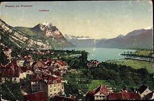 Bild des Verkufers fr Ansichtskarte / Postkarte Weesen Kanton Sankt Gallen, Ortsansicht mit Walensee, Leistkamm zum Verkauf von akpool GmbH