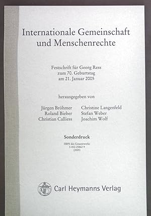 Immagine del venditore per Meistbegnstigungsklauseln in Investitionsschutzvertrgen. - Sonderdruck Internationale Gemeinschaft und Menschenrechte. Festschrift fr Georg Ress. venduto da books4less (Versandantiquariat Petra Gros GmbH & Co. KG)