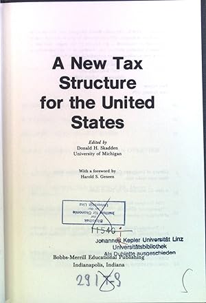 Bild des Verkufers fr A New tax structure for the United States. The Key issues lecture series. zum Verkauf von books4less (Versandantiquariat Petra Gros GmbH & Co. KG)