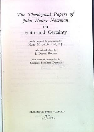 Seller image for Theological Papers of John Henry Newman: On Faith and Certainty. for sale by books4less (Versandantiquariat Petra Gros GmbH & Co. KG)