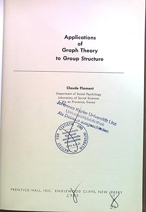 Imagen del vendedor de Applications of Graph Theory to Group Structure. a la venta por books4less (Versandantiquariat Petra Gros GmbH & Co. KG)