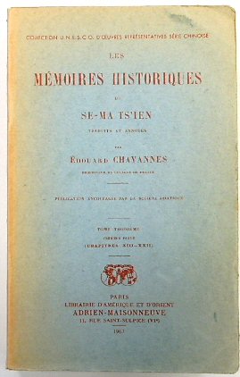 Image du vendeur pour Les MEMOIRES Historiques De Se-Ma Ts'ien (Chapitres XIII-XXII) mis en vente par PsychoBabel & Skoob Books