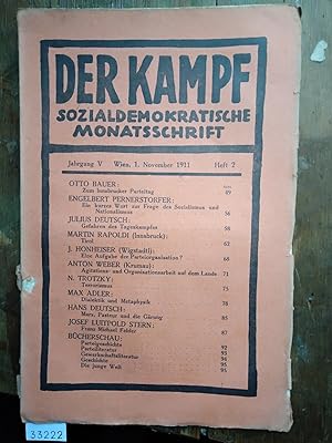 Seller image for Der Kampf sozialdemokratische Monatsschrift Heft 2 Jahrgang V 1911 for sale by Windau Antiquariat