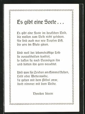 Bild des Verkufers fr Ansichtskarte Gedicht wider Volksvergifter von Theodor Storm zum Verkauf von Bartko-Reher