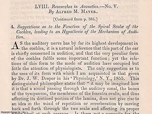 Imagen del vendedor de Suggestions as to the Function of the Spiral Scale of the Cochlea, leading to an Hypothesis of the Mechanism of Audition. An original article from The London, Edinburgh, and Dublin Philosophical Magazine and Journal of Science, 1874. a la venta por Cosmo Books