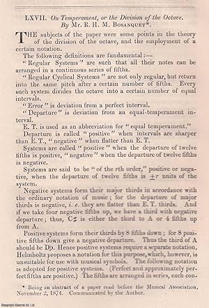 Seller image for On Temperament, or the Division of the Octave. An original article from The London, Edinburgh, and Dublin Philosophical Magazine and Journal of Science, 1874. for sale by Cosmo Books