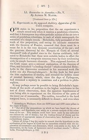 Seller image for Experiments on the supposed Auditory Apparatus of the Culex mosquito. An original article from The London, Edinburgh, and Dublin Philosophical Magazine and Journal of Science, 1874. for sale by Cosmo Books