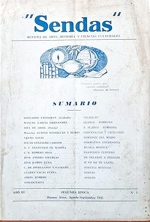 Immagine del venditore per Sendas Revista de Arte, Historia y Ciencias Culturales (Second stage) venduto da Chaco 4ever Books