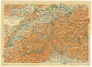 SWISS RAIL MAP 1891 ANTIQUE HISTORICAL MAP ENVIRONS of in SWITZERLAND