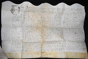 Handwritten Parchment Document involving Stephen Freeland and Nicolas Scriven of New Alresford, S...