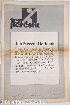 Seller image for Ten Percent aka TenPercent: UCLA's gay and lesbian newsmagazine; vol. 1 #1, November/December 1979 Premiere issue for sale by Bolerium Books Inc.