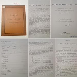 Seller image for Record of Family Faculties, Consisting of Tabular Forms and Directions for Entering Data, with an Explanatory Preface * mit handschriftlichem Namenszug A l f r e d P l o e t z , aus dem Besitz von E r n s t R  d i n for sale by Galerie fr gegenstndliche Kunst