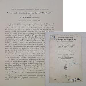 Primäre und sekundäre Symptome in der Schizophrenie, von W. Mayer-Gross. Aus der Psychiatrisch-ne...