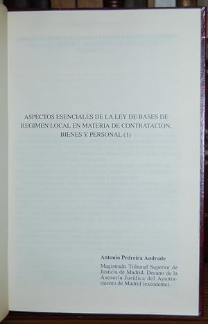 Seller image for ASPECTOS ESENCIALES DE LA LEY DE BASES DE REGIMEN LOCAL EN MATERIA DE CONTRATACION, BIENES Y PERSONAL for sale by Fbula Libros (Librera Jimnez-Bravo)