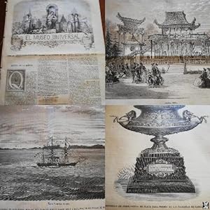 EL MUSEO UNIVERSAL: 1867 Año XI, Nº42. Expoición Universal Paris : Pagoda china y trofeo carreras...