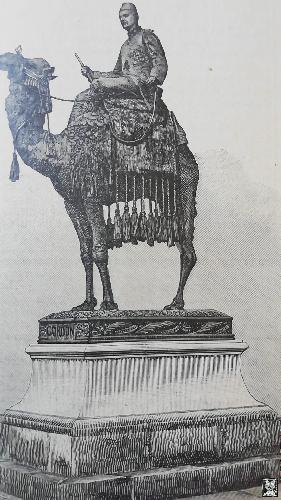 Antiguo grabado - antique engraving: MONUMENTO AL GENERAL GORDON EN CHATHAM